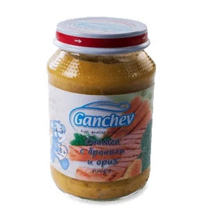 Ганчев пюре Сьомга с броколи и ориз 8 месеца+