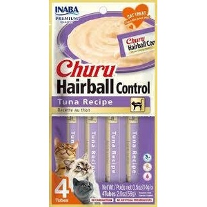 Inaba Foods Churu Hairball Control Tuna Recipe - Кремообразно лакомство за котка с риба тон подпомагащо контрола на космените топки 4бр