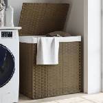 vidaXL Кош за пране с 2 секции, 53x35x57 см, полиратан (372034)