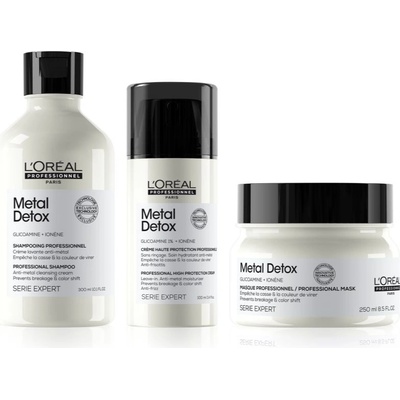L’Oréal Professionnel Serie Expert hloubkově čisticí šampon pro barvené a poškozené vlasy 300 ml + hloubkově vyživující maska pro barvené a poškozené vlasy 250 ml + ochranný krém pro lámavé a namáhané