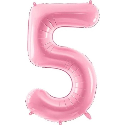 PartyDeco Fóliové číslo 5 růžové 86 cm