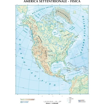 L.A.C. Severní Amerika - nástěnná mapa fyzická/politická 140 x 98 cm Varianta: bez rámu v tubusu, Provedení: laminovaná mapa v lištách