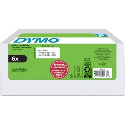 DYMO promo balenie štítky pre spiatočnú adresu, biely papier, 54x25mm, 6 roliek 2177564