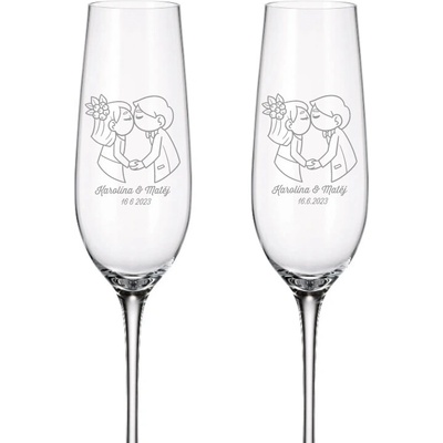 Dekorant Svadobné poháre na šampanské ZAMILOVANÍ NOVOMANŽELIA 2 x 270 ml