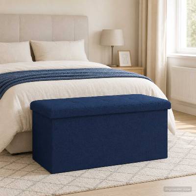 vidaXL Сгъваема пейка за съхранение Синьо 180 кг 80 Л 77 x 38 x 38 см (42045232)