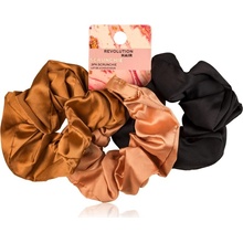 Revolution Haircare Satin Scrunchie gumičky do vlasov odtieň Black/Blush/Nude 3 ks