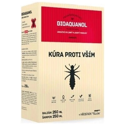 Bioaquanol kúra proti vším šampón 250 ml + balzam 250 ml hřeben
