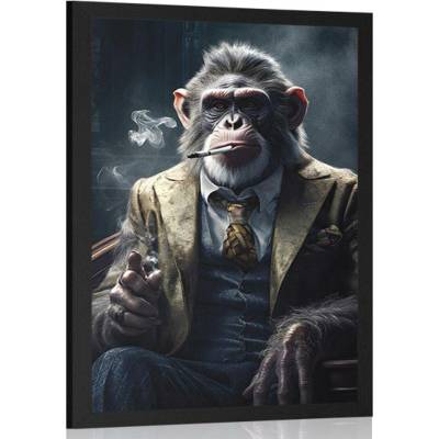 Plakát zvířecí gangster šimpanz - 40x60 silver