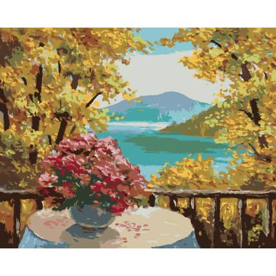 zuty Malování Podle Čísel Horské Jezero A Podzimní Les 80 x 100 Cm Plátno Rám