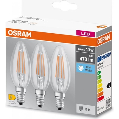 Osram Sada LED žiaroviek sviečka, 4 W, 470 lm, neutrálna biela, E14, 3 ks