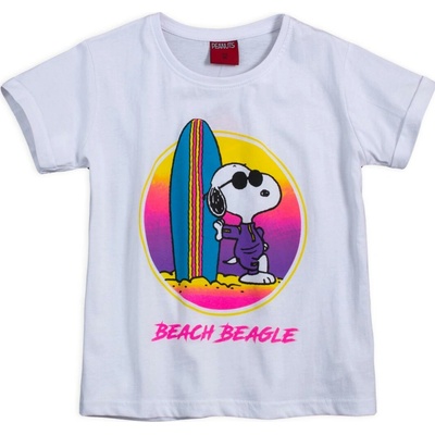 Dievčenské tričko Snoopy Beach biele