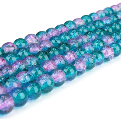 Praskané korálky - tyrkysovorůžové - ∅ 8 mm - 10 ks – Sleviste.cz