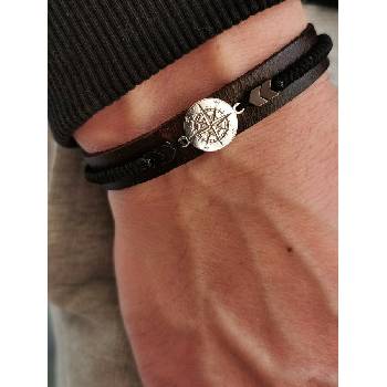 Image 1 of Мъжка гривна с кожа и компас (МСГ 4)