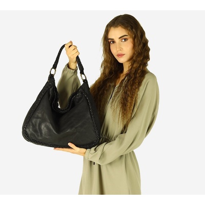 Mazzini Marco kožená shopper kabelka v153a čierna