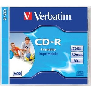 Verbatim CD-R 80 52x Обикновен калъф 1бр (1 етикет) 43325 (43325)
