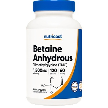 Nutricost Бетаин анхидрос (Триметил глицин) 120 капсули | Nutricost (57250 (066101) NC)