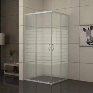 Inter Ceramic Обикновена душ кабина ICS 275/31NEW 90*90 EASY ASSEMBLE Inter Ceramic, 90x90x180см, 4мм, рисувани калени стъкла, квадратна, с две плъзгащи се врати (275/31NEW 90*90 EASY ASSEMBLE)