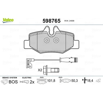 Sada brzdových platničiek kotúčovej brzdy VALEO 598765