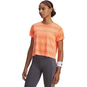 Under Armour Фланелка с къс ръкав Under Armour Women's Velociti Short Sleeve Performance Gym Top - Tangerine/Refl