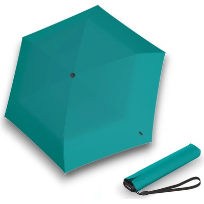 Knirps KNIRPS US.050 TURQUOISE WITH BLACK ľahký dámsky skladací plochý dáždnik