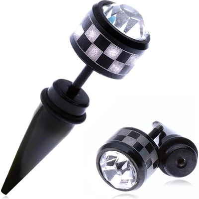 Šperky eshop falešný ocelový taper do ucha šachovnice a kulatý zirkon PC31.29