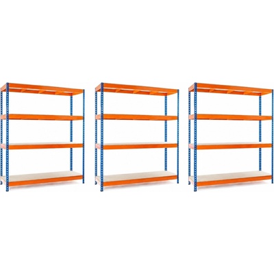 Mamutex Heavy Regál 180 x 120 x 60 cm 4 police modrooranžový 3 ks