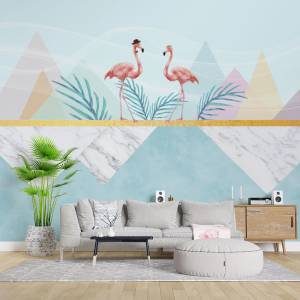 Art Gift Decor Фототапет Семейство фламинго