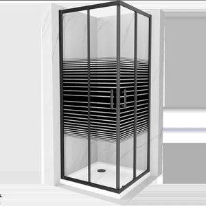 Mexen Rio квадратна душ кабина 70 x 70 см, черни ивици, черна + тава Flat, бяла - 860-070-070-70-20-4010B (860-070-070-70-20-4010B)
