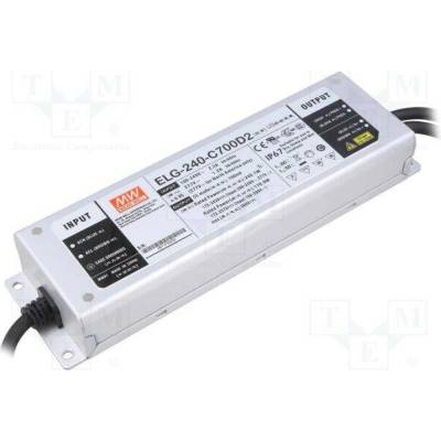MEAN WELL ELG-240-C700D2 Napájecí zdroj: spínaný; LED; 240,1W; 172÷343VDC; 700mA; IP67; 93%