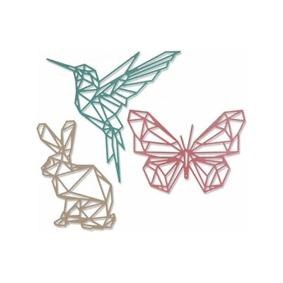 Sizzix Thinlits vyrezávacie kovové zajac kolibrík a motýľ 3 ks