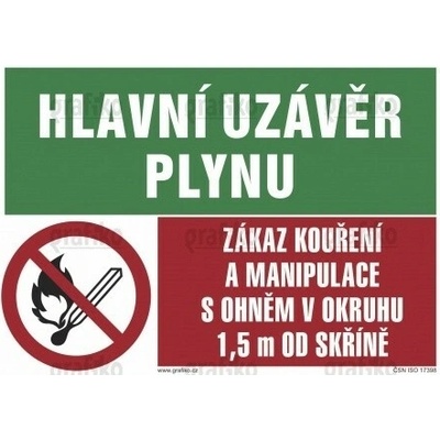 Grafiko | Hlavní uzávěr plynu / Zákaz kouření... - Materiál Hliník, Rozměr 297x210mm