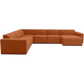 Scandic Оранжев ъглов диван от велур (десен ъгъл) Sting - Scandic (STING U CORNER RIGHT WAVE 20-2)