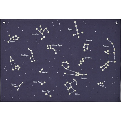 Ferm Living Nástěnná textilní mapa souhvězdí Constellation Dark Blue, modrá barva, textil