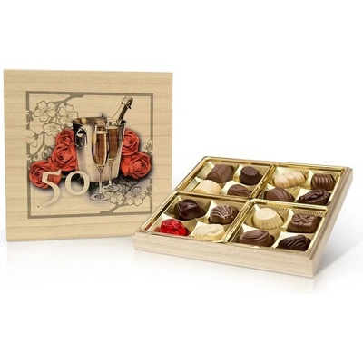 Selllot Narozeniny 50 let belgické pralinky v dřevěné dóze 200 g
