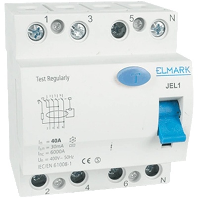 ELMARK ДЕФЕКТНОТОКОВa ЗАЩИТa jel1 6ka 4p 10a/300ma (40413)