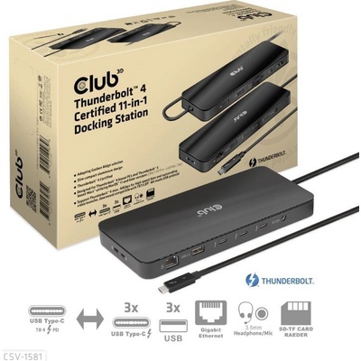 Club3D Dokovací stanice Thunderbolt 4 11v1, 3xUSB-C, 3xUSB-A, PD CSV-1581 Club 3D