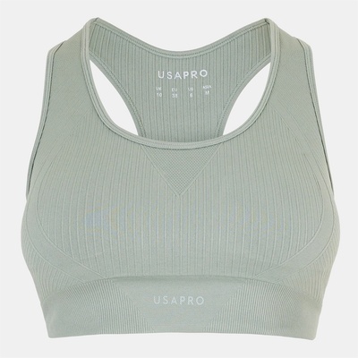 USA Pro UP Seamless Crop Sports Bra - Sage