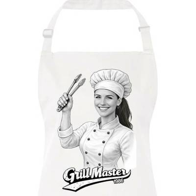 Bezvatriko.cz dámská zástěra Grill master Bílá Canvas Zástěra s laclem 3145