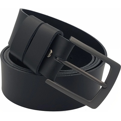 Opaskujse kožený opasek černá kůže spona broušená hranatá kovová – Zboží Dáma