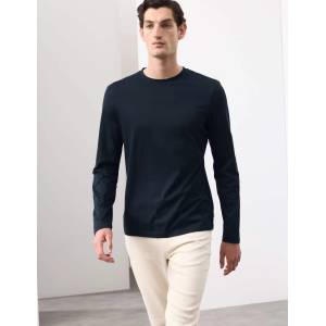 Marks & Spencer Тениска от чиста памук Supima® с дълъг ръкав Marks & Spencer морско синьо Marks & Spencer | Sin | МЪЖЕ | S REG