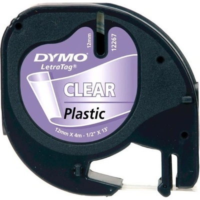 Dymo originál páska do tlač. štítkov 12267 S0721530, čierny tlač/priehľadný podklad, 4m, 12mm LetraTag plastová páska