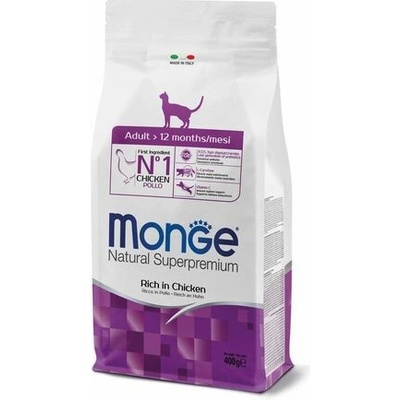MONGE Natural Superpremium Adult suché krmivo s kuracím pre dospelé mačky 0,4 kg