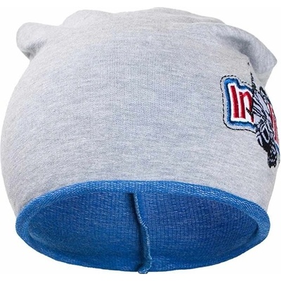 New Baby Jesenná detská čiapočka In line sivo modrá