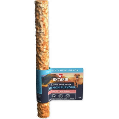 Ontario Protein příchuť losos žvýkací rolka velká 1ks 25,4cm