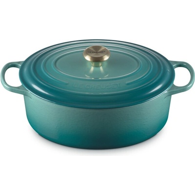 Le Creuset Liatinový hrniec oválny s pokrievkou 31 cm/6,3 l Bleu Riviera