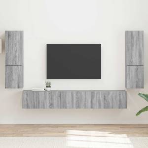 vidaXL Комплект ТВ шкаф 4 бр. Сив Сонома Инженерна дървесина (3409048)