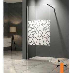 Inter Ceramic душ параван Walk-In, хромиран профил - прозрачно стъкло + бели елементи 70x200 см (113C/70)