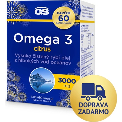 GS Omega 3 citrus Darček 160 kapsúl