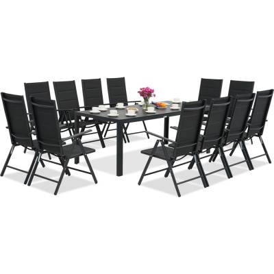 Garden Point Градинска мебел от алуминиева дървесина с голяма маса Verona за 12 души Garden Point black (GAP1199SD-12)