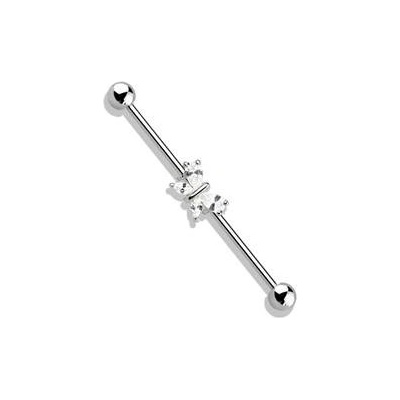 Šperky4U industrial piercing motýlek ID01031-ST